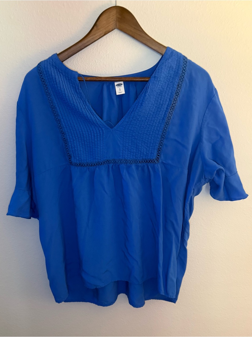 Old Navy Cobalt Blue V-Neck Embroidered Blouse